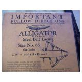 new box of Alli Gator steel belt lacing - size No 65