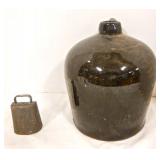 cow bell & brown jug