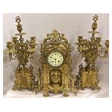 Bronze Victorian 3 Piece Clock Set