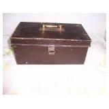 old metal box with brass handle