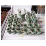 beautiful set of pitcher & 25 glasses (4 different sizes), 
