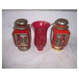 Pair of lanterns & red globe