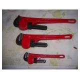 set of 3 new pipe wrenches