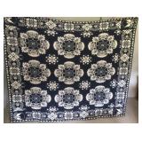 beautiful blue & white 1854 Delhi Coverlet known to be in the same family for three generations