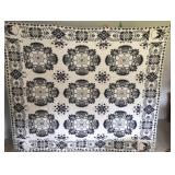 beautiful blue & white 1854 Delhi Coverlet known to be in the same family for three generations