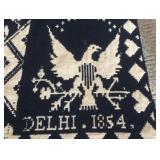 beautiful blue & white 1854 Delhi Coverlet known to be in the same family for three generations