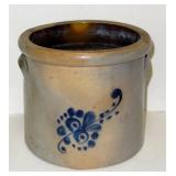 Small crock w/Blue Decoration