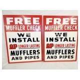 26X34 NOS 1959 AP MUFFLERS SIGN W/ BRACKET 