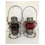 RAILROAD LANTERNS W/ RED GLOBES 
