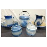 BLUE/WHITE STONEWARE PIECES 