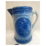 BLUE/WHITE PITCHER W/ LOVE BIRDS 