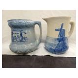 BLUE/WHITE PITCHERS W/ DUTCH SCENES 