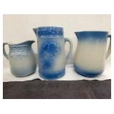 BLUE/WHITE SALT GLAZE PITCHERS 