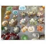 LARGE COLLECTION EARLY CARNIVAL GLASS 