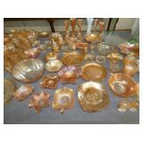 LARGE COLLECTION EARLY CARNIVAL GLASS 
