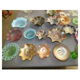 LARGE COLLECTION EARLY CARNIVAL GLASS 