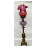 CRANBERRY FLUTED SHADE PARLOR LAMP 