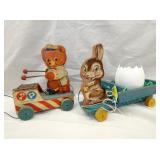 FISHER PRICE PULL BEAR,BUNNY 
