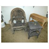 WICKER CHAIR, TABLE 