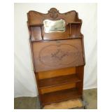 OAK LARKEN DESK W/ CARVINGS 