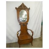 OAK HALL SEAT BEV. MIRROR/CARVINGS 