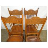 VIEW 2 CLOSEUP OAK PRESSED BACK CHAIRS 