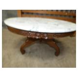 MARBLE TOP WALNUT TABLE 