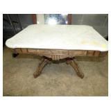 MARBLE TOP WALNUT TABLE 