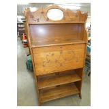 SPOON CARVED OAK DROP FRONT SECRETARY 