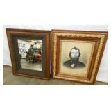 VICTORIAN OAK MIRROR AND FRAME 