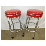 PAIR CROME BAR STOOLS 