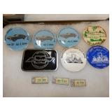 VARIOUS CAR SHOW BUTTONS,1967 DAV TAGS 