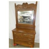 OAK DRESSER W/ BEV. MIRROR 