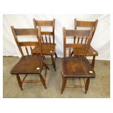 4 MATCHING PLANK BOTTOM CHAIRS 