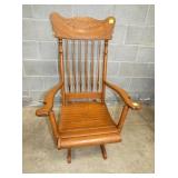 MODERN OAK PRESSED BACK GLIDING ROCKER 