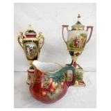 7,15,17IN HANDPAINTED VASE,PITCHERS 