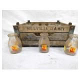 1/2 PINTS MELVILLE DAIRY CRATE/BOTTLES 