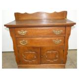 OAK WASHSTAND W/ DOUBLE DRAWERS 