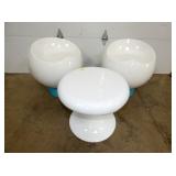 MID CENTURY CHAIRS AND TABLE 