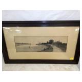 16X28 SIGNED HUNTER PEN & INK 