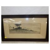 16X28 SIGNED LEO HUNTER PEN/INK 