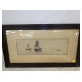 16X28 SIGNED LEO HUNTER PEN/INK 