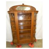 50X74 OAK CURVED GLASS CHINA DISPLAY 