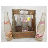 WOODEN PEPSI CARRIER, BOTTLES 