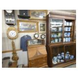 BLUE/WHITE STONEWARE, WALL CLOCKS 