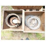 CAST IRON ,WHEELS ETC 