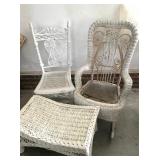 WICKER CHAIRS, TABLE 