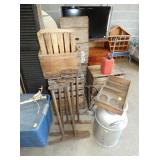 WOODEN BOXES, MILK CAN, ETC 