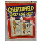 24X29 EMB. CHESTERFIELD CIGARETTES SIGN