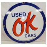30IN PORC. USED OK CARS SIGN